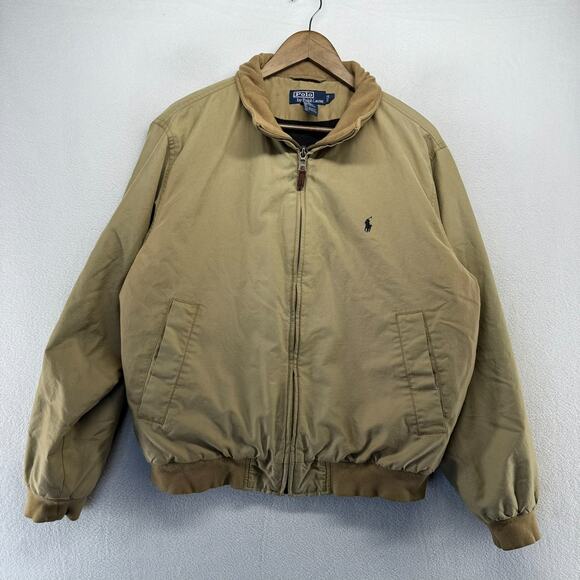 Vintage Ralph Lauren Jacket Men's Medium Brown Tan Fleece Lined Corduroy Collar - Picture 10 of 15